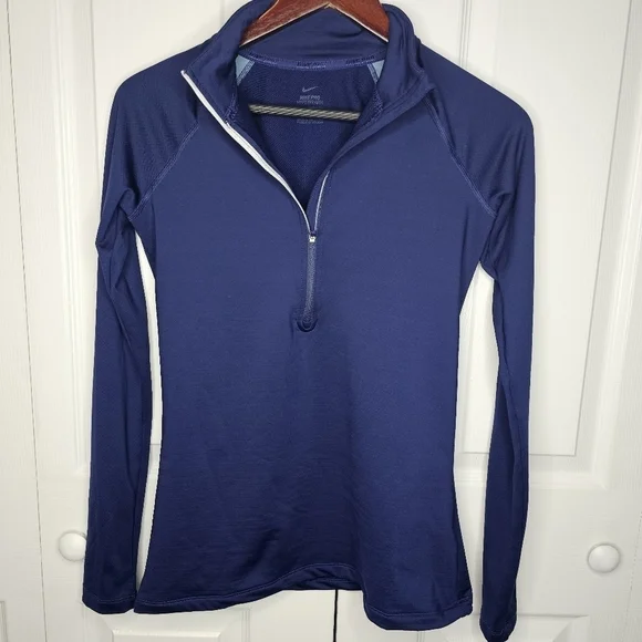 Nike Pro Women's Hyperwarm Half Zip Pullover Navy Size M - Picture 4 of 9